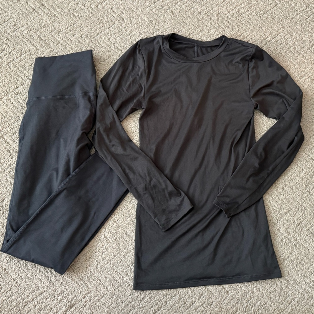 Morgan Stewart Sport Set, Top, Leggings, Grey, Gray, Large, New, NWOT